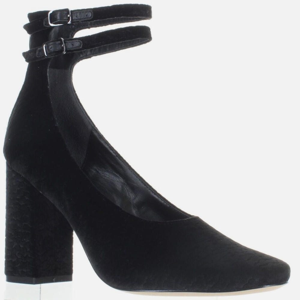 Sigerson Morrison Women's PLUM2 Pump Block Heel Ankle Strap Black Dress Shoe 6.5 - Picture 6 of 6